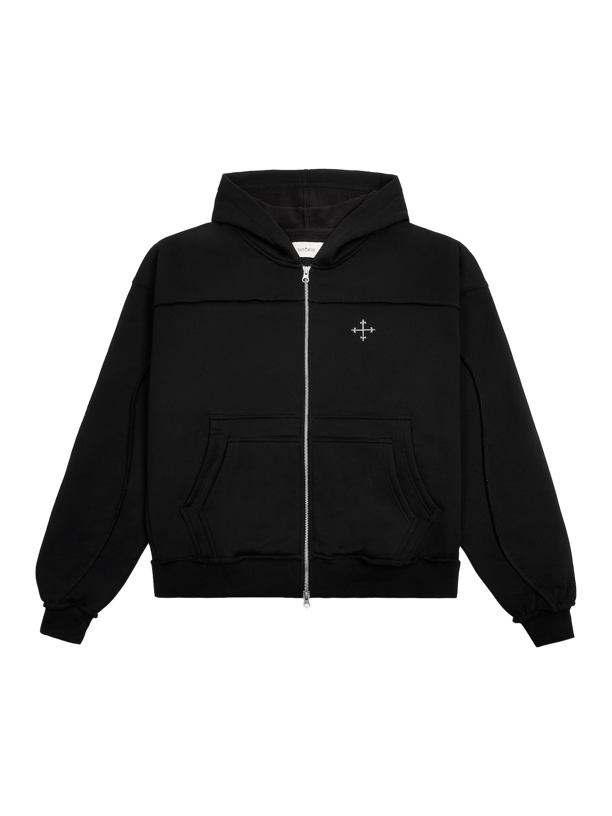 WAVY ZIP UP HOODIE - BLACK