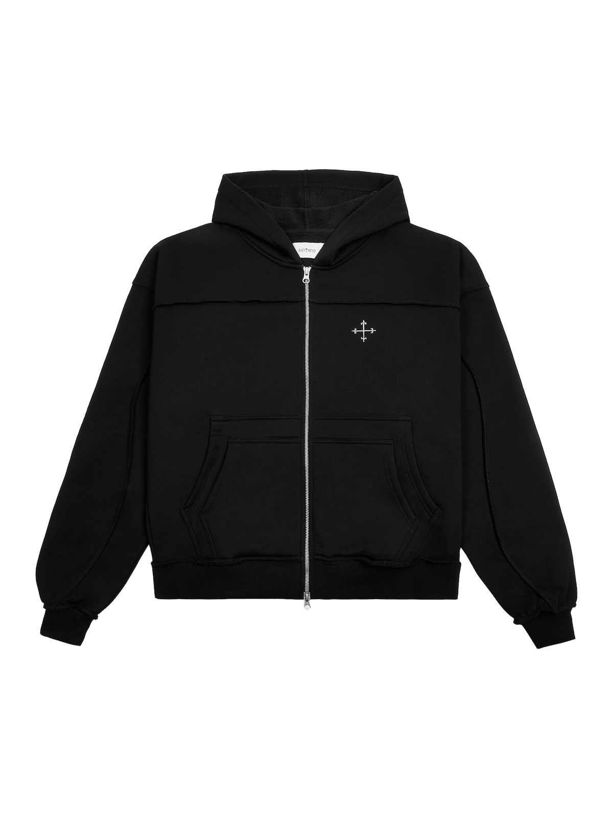 WAVY ZIP UP HOODIE - BLACK - SAINT MIND