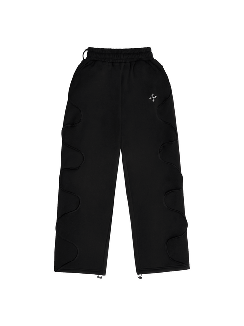 WAVY BAGGY SWEATPANTS - BLACK