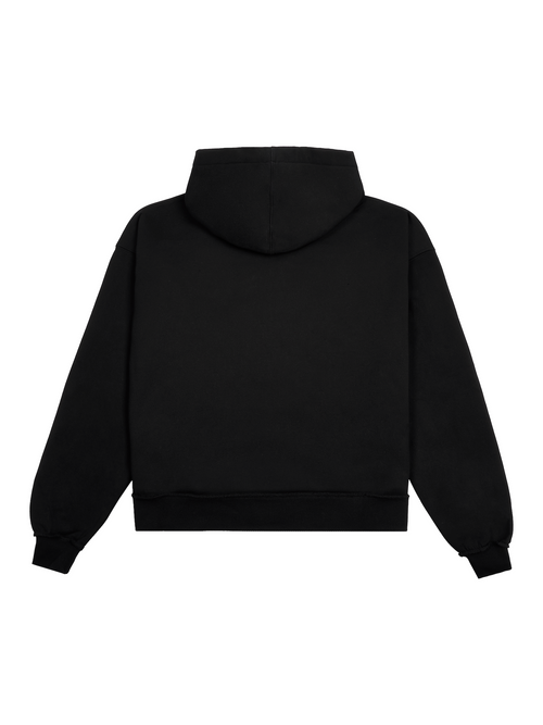 WAVY ZIP UP HOODIE - BLACK